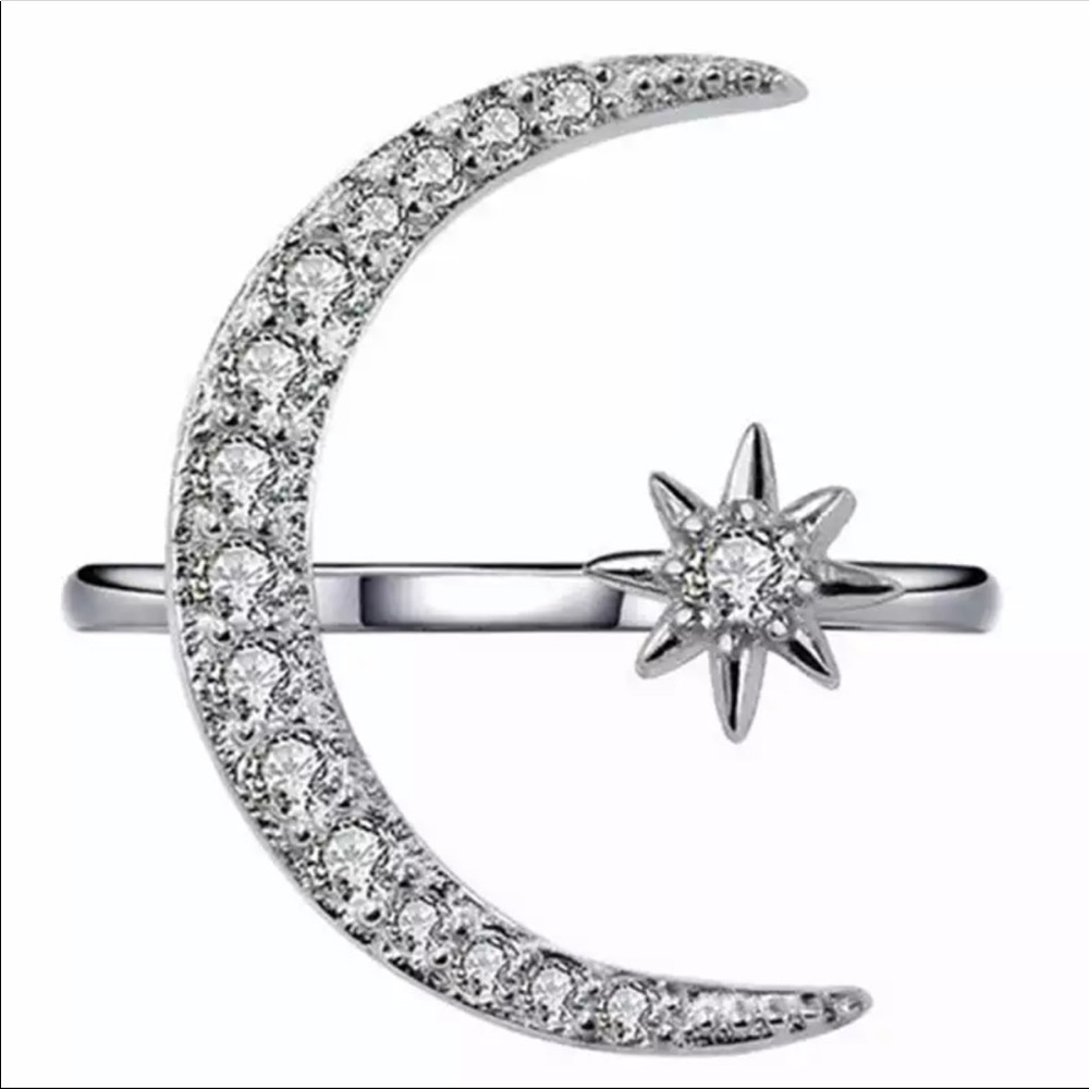 New Ring Moon & Star Dazzling Open Finger Ring - Picture 3 of 5